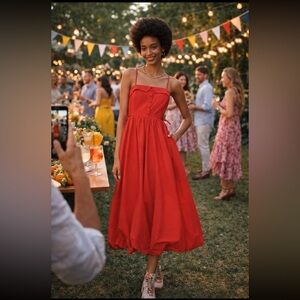 Hunter Bell Anthropologie NWT Sleeveless Square-Neck Bubble Midi Dress 8.